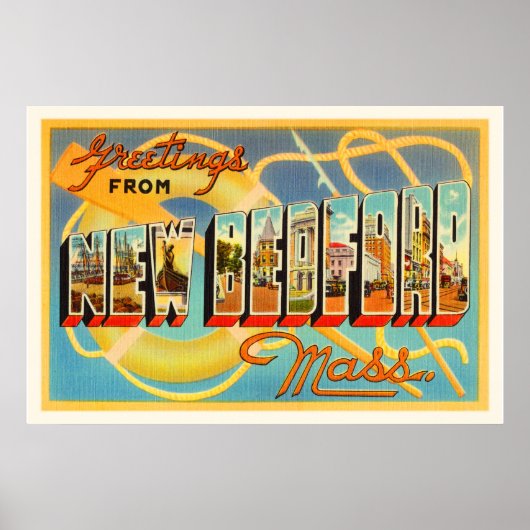 ニューベッドフォードマサチューセッツMAオールドトラベル土産 ポスター (正面)