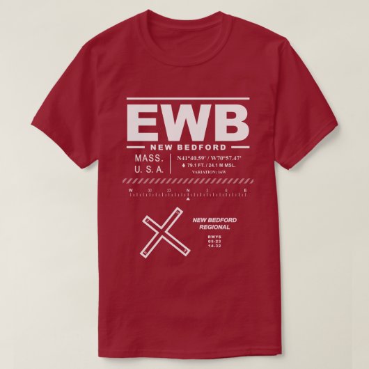 ニューベッドフォードリージョナルエアポートEWB Tシャツ (デザイン正面)
