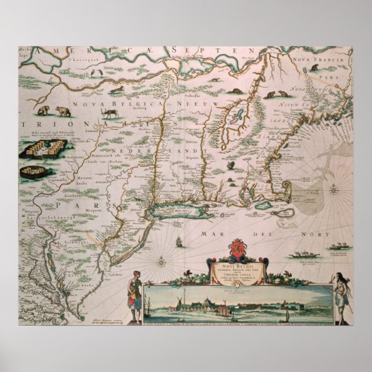 ニューベルギー、「Atlas Contrictus」からのプレートc.1671 ポスター (正面)