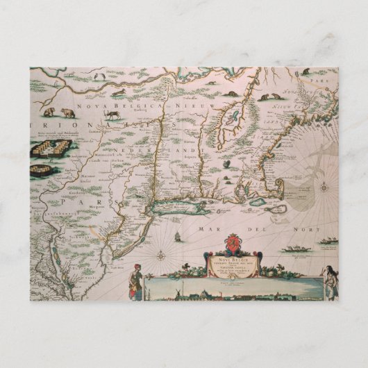 ニューベルギー、「Atlas Contrictus」からのプレートc.1671 ポストカード (正面)