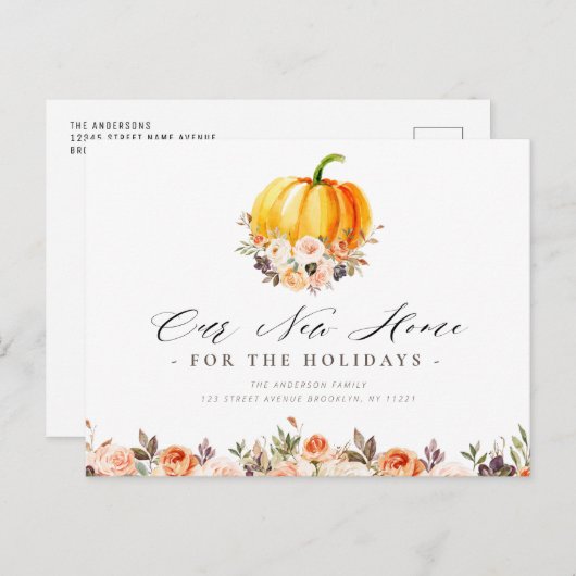 ニューホリデーホーム，感謝祭の引っ越しはがき ポストカード (正面/裏面)