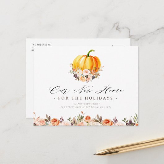 ニューホリデーホーム，感謝祭の引っ越しはがき ポストカード (正面/裏面インサイチュ)