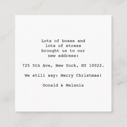 ニューホームからのメリークリスマス エンクロージャーカード (裏面)