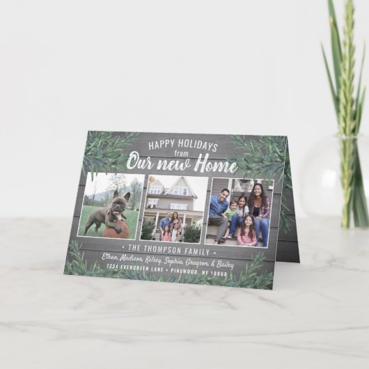 ニューホームから4フォトグレーウッドクリスマスフォールディング シーズンカード (正面)