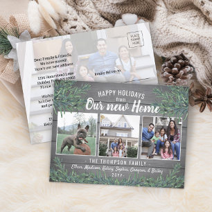 ニューホームから4 Photo Christmas Greenery & Wood シーズンポストカード