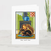 ニューホームかわいい猫絵画の折りカスタム畳み カード (正面)