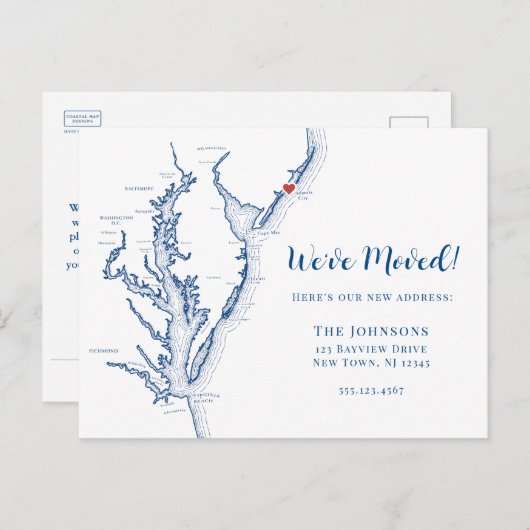 ニューホームアトランティックシティニュージャージーの地図の移動 案内ポストカード (正面/裏面)