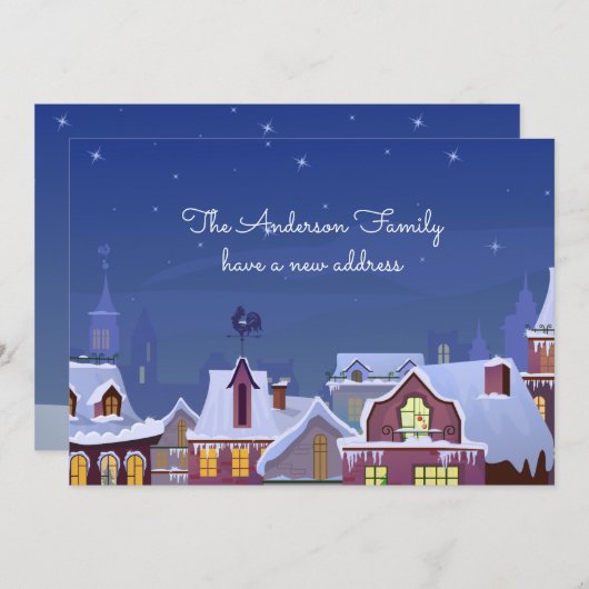 ニューホームアドレスウィンター引っ越しましたクリスマス シーズンカード (正面/裏面)