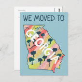 ニューホームアドレスジョージア州図解入りの、写真付きのの地図 ポストカード (正面/裏面)