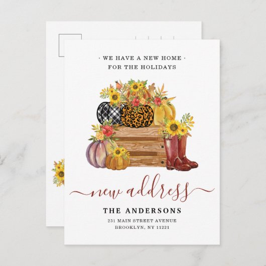 ニューホームアドレスフローラカボチャひまわり移動 案内ポストカード (正面/裏面)