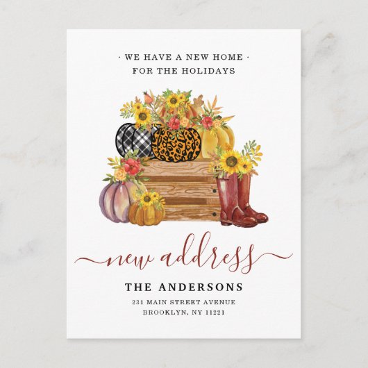 ニューホームアドレスフローラカボチャひまわり移動 案内ポストカード (正面)