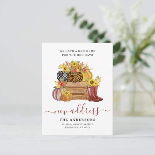 ニューホームアドレスフローラカボチャひまわり移動 案内ポストカード (スタンド正面)