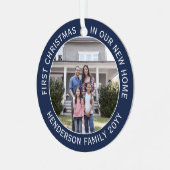 ニューホームアドレス1stクリスマス2フォトネイビーブルー メタルオーナメント (正面左)