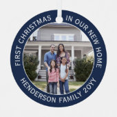 ニューホームアドレス1stクリスマス2フォトネイビーブルー メタルオーナメント (正面)