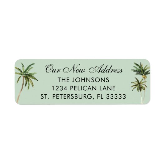 ニューホームウォーターカラーパームツリーズ差出人住所 ラベル (正面)