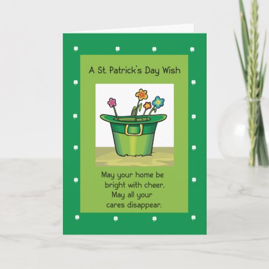 ニューホームオンファーストSt patricks dayハットの花 カード (正面)