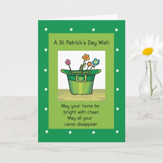 ニューホームオンファーストSt patricks dayハットの花 カード (小さな植物)