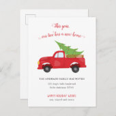 ニューホームオールドレッドトラック引っ越しましたクリスマスフォト 案内ポストカード (正面/裏面)