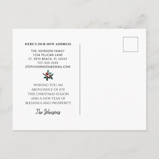 ニューホームカワイトバードホリーベリークリスマスムービング 案内ポストカード (裏面)