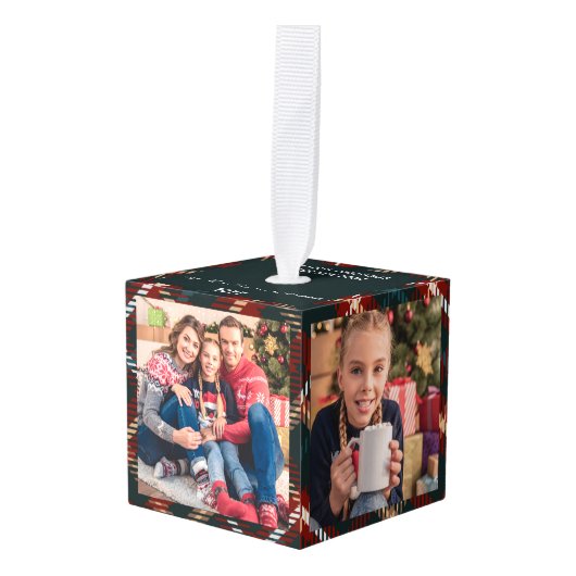 ニューホームカントリータータンチェックプレイド4写真 キューブオーナメント (正面アングル)