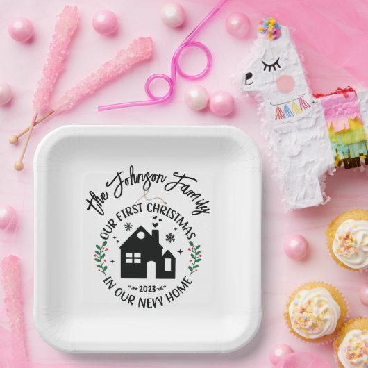 ニューホームクリスマスでクリスマスパーソナライズされた第1回 ペーパープレート (パーティー)