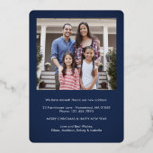 ニューホームクリスマスオーナメントモダンネイビー2写真 箔シーズンカード (裏面)