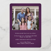 ニューホームクリスマスオーナメントモダンパープル2フォト 箔シーズンカード (裏面)