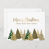 ニューホームクリスマスツリーズ金ゴールドグリーンホリデームービング 案内ポストカード (正面/裏面)