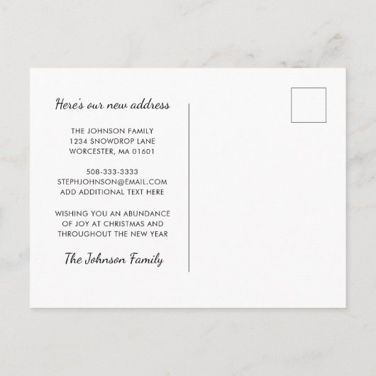 ニューホームクリスマスツリーズ金ゴールドグリーンホリデームービング 案内ポストカード (裏面)