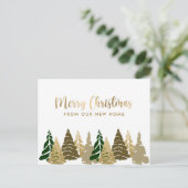ニューホームクリスマスツリーズ金ゴールドグリーンホリデームービング 案内ポストカード (スタンド正面)