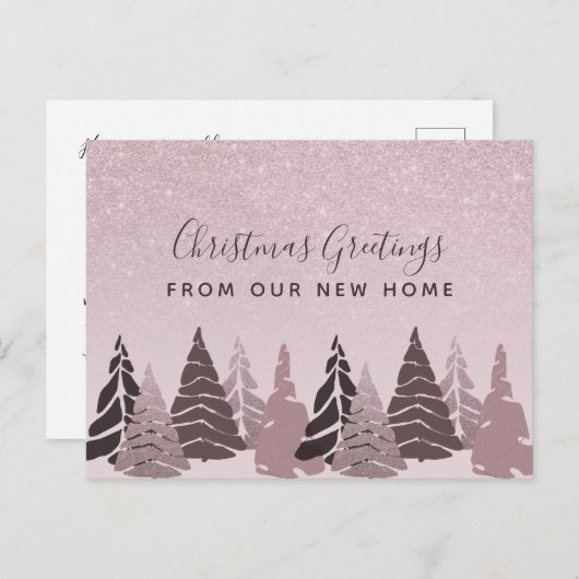 ニューホームクリスマスツリーバラ金ゴールドホリデームービング 案内ポストカード (正面/裏面)