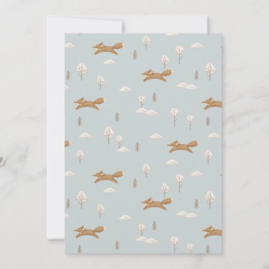 ニューホームコージーハウスキツネクリスマスホリデーカード 招待状 (裏面)