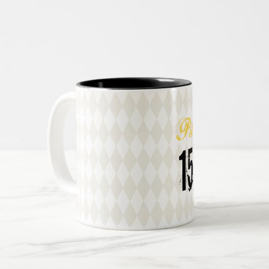 ニューホームシティZIPコードムービングハーレクインダイヤモンド ツートーンマグカップ (正面左)