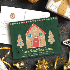ニューホームジンジャーブレッド素朴グリーンホリデームービング 案内ポストカード