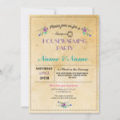 ニューホームスイーツ引っ越し祝いパーティーフローラ鍵カワイイ招待状 招待状 (正面)