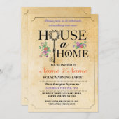 ニューホームスイートハウスウォーミングヴィンテージ鍵招待状 招待状 (正面/裏面)