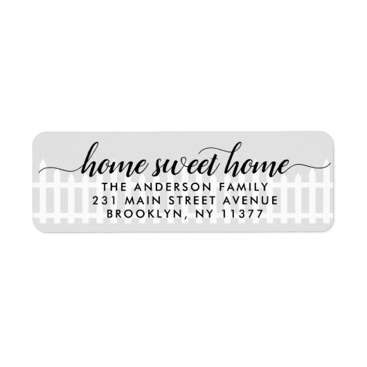 ニューホームスイートホームムービングキュートピケットフェンスグレー ラベル (正面)