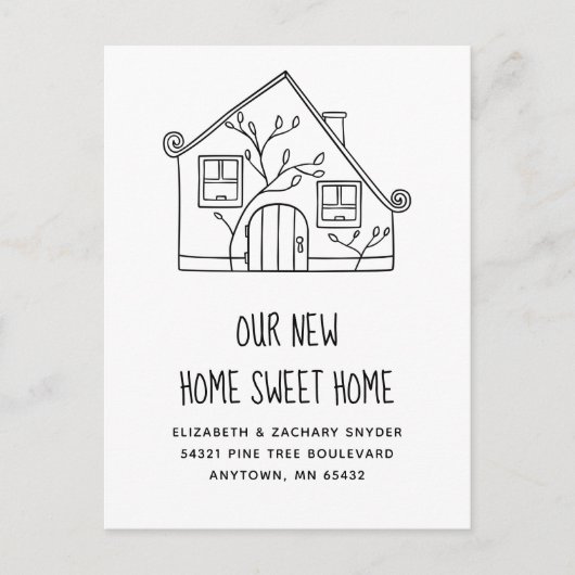 ニューホームスイートホーム白黒ハウスムービング ポストカード (正面)