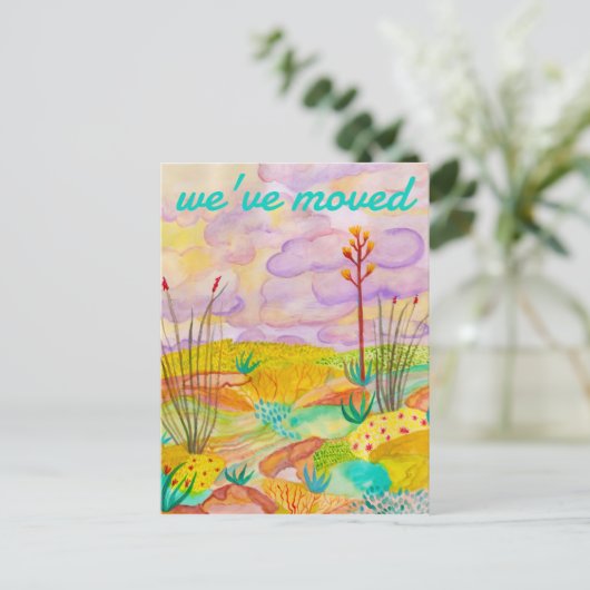 ニューホームデザートドリームウォーターカラーニューメキシコ ポストカード (スタンド正面)