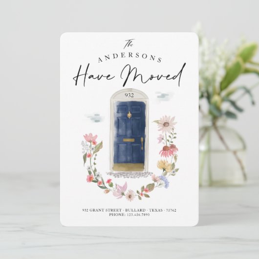 ニューホームネイビーウォーターカラードアワイルドフラワーフローラ 案内状 (スタンド正面)