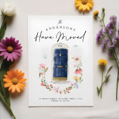 ニューホームネイビーウォーターカラードアワイルドフラワーフローラ 案内状