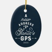 ニューホームネイビーブルーワンフォトクリスマス セラミックオーナメント (正面)