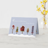 ニューホームバードハウス&スノウおめでとう カード (黄色い花)