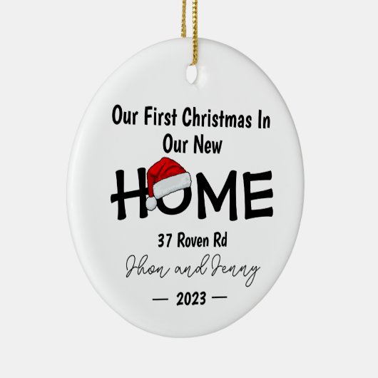 ニューホームパーソナライズされたサンタハットクリスマスオーナメント セラミックオーナメント (右)