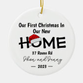 ニューホームパーソナライズされたサンタハットクリスマスオーナメント セラミックオーナメント (正面)