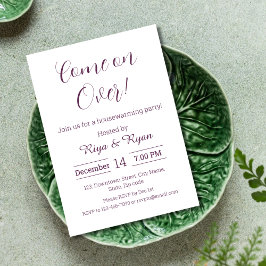 ニューホームパープモダンルエレガント引っ越し祝いパーティー 招待状