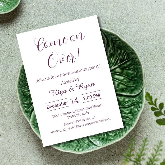 ニューホームパープモダンルエレガント引っ越し祝いパーティー 招待状