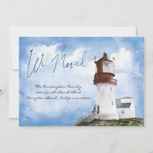 ニューホームビーチライトハウス我々は新しいアドレスを移動 案内状 (正面)