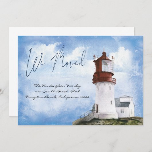 ニューホームビーチライトハウス我々は新しいアドレスを移動 案内状 (正面/裏面)