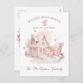 ニューホームピンク雪だるまクリスマス シーズンポストカード (正面/裏面)